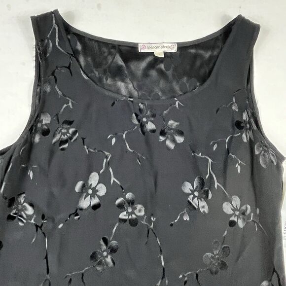 Spencer Alexis Black Floral Burnout Tank Top Sleeveless Stretch NWT Elegant S - Picture 3 of 9